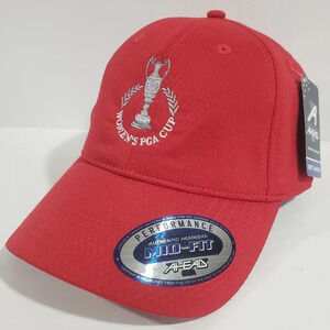 Ahead USA Performance Mid-Fit  Red Womans PGA Cup Velcro Back Ball Cap.